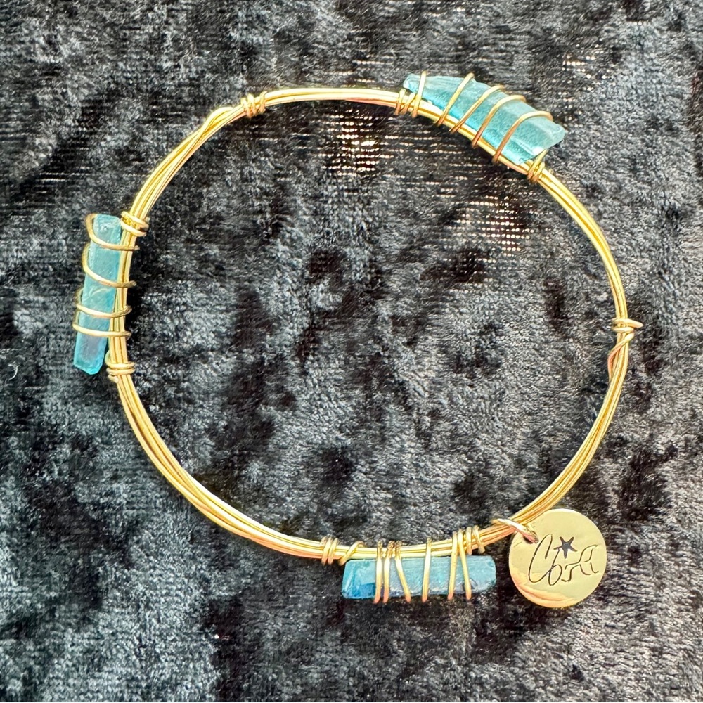 Shellie Hang Tag Wire Wrapped Sea Glass Bracelet
